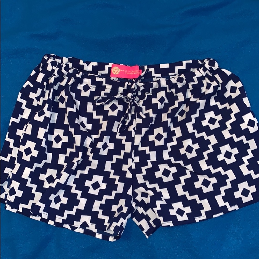 Preppy Blue & White Patterned Shorts